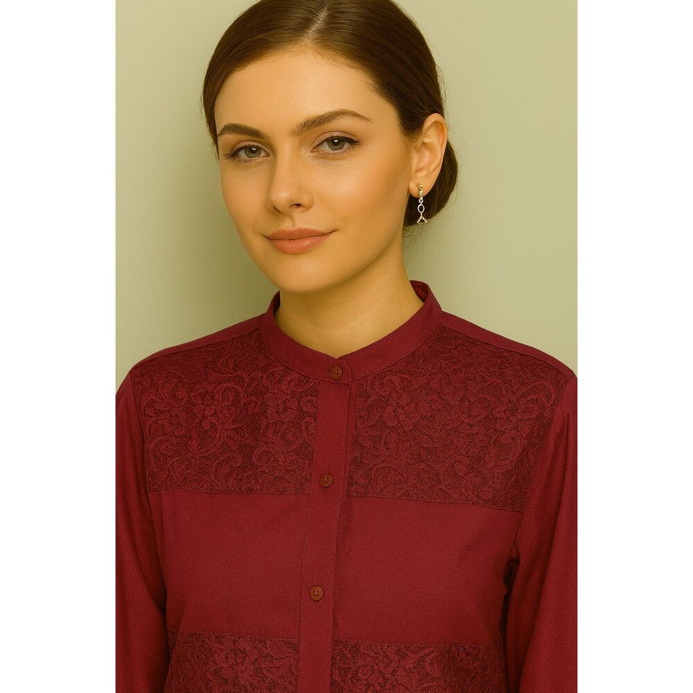 a.n.a. Plum Colored Long Sleeve Blouse PXL